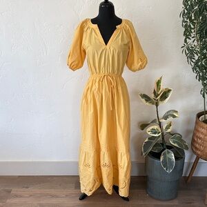 Moon River Yellow Maxi Dress with Embroidery